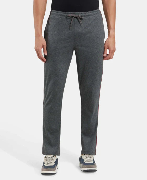 #9500 Super Combed Cotton Rich Regular Fit Trackpant with Side Pockets - Graphite & Black