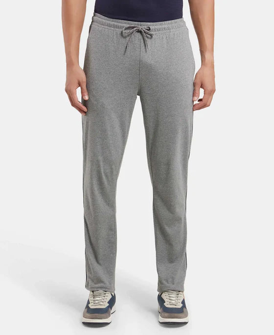 #9500 Super Combed Cotton Rich Regular Fit Trackpant with Side Pockets - Graphite & Black