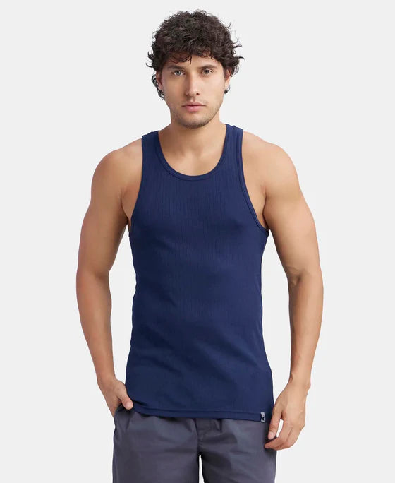 #9922 Super Combed Cotton Rib Round Neck with Racerback Gym Vest - Navy