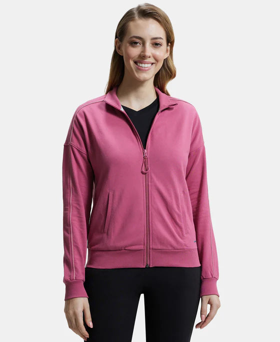 #A111 Super Combed Cotton French Terry Drop Shoulder Styled Jacket with Ribbed Cuff and Hem