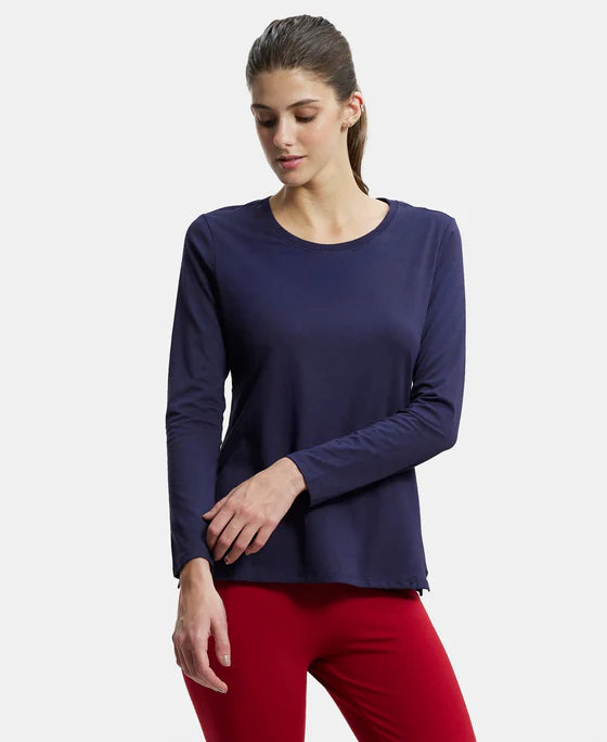 #A140Super Combed Cotton Rich Relaxed Fit Solid Round Neck Full Sleeve T-Shir