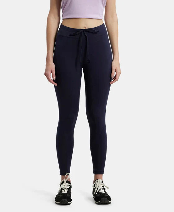 #AA01 Super Combed Cotton Elastane Stretch Yoga Pants with Side Zipper Pocket