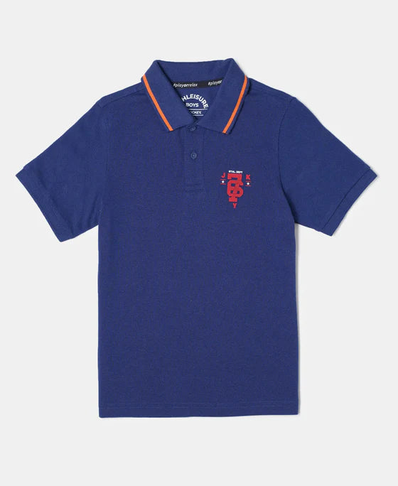#AB24 Boy's Super Combed Cotton Rich Graphic Printed Half Sleeve Polo T-Shirt