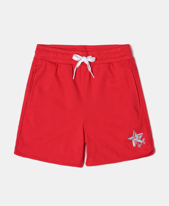 #AG07 Girl's Super Combed Cotton Rich Graphic Printed Shorts with Curved Hem