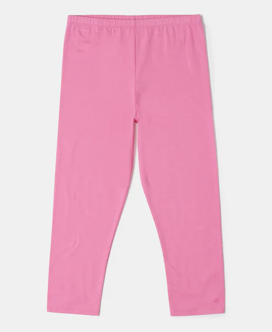 #AG54 Girl's Super Combed Cotton Elastane Stretch Three Quarter Leggings