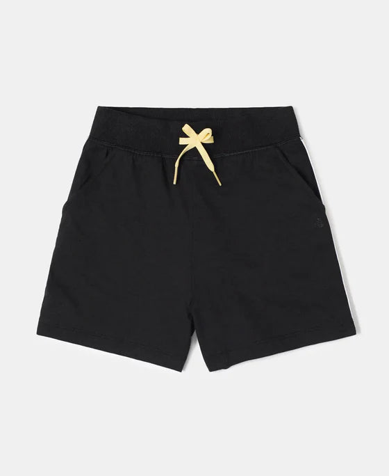 #AG63 Girl's Super Combed Cotton Solid Shorts with Side Taping