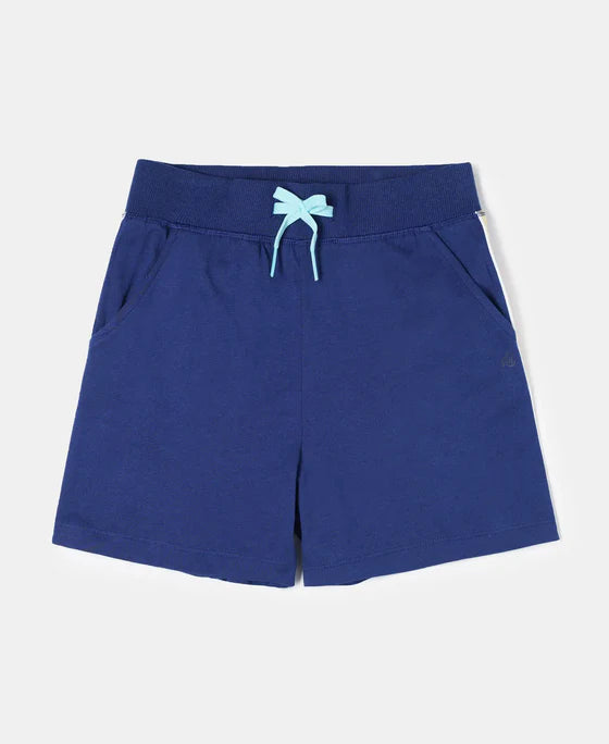 #AG63 Girl's Super Combed Cotton Solid Shorts with Side Taping