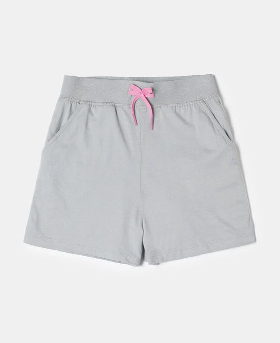 #AG63 Girl's Super Combed Cotton Solid Shorts with Side Taping