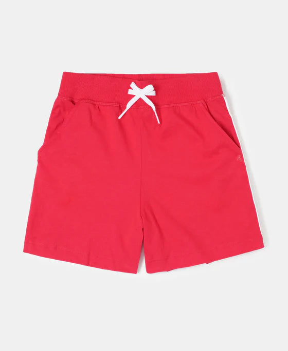 #AG63 Girl's Super Combed Cotton Solid Shorts with Side Taping