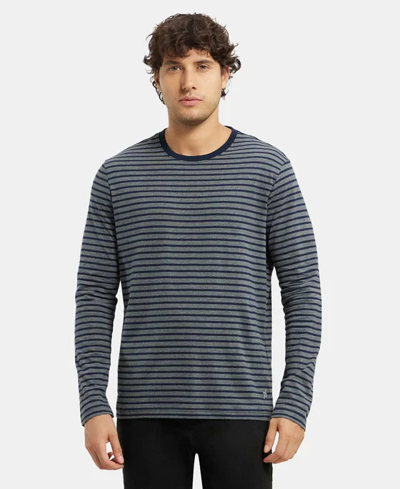 #AM01 Super Combed Cotton Rich Striped Round Neck Full Sleeve T-Shirt