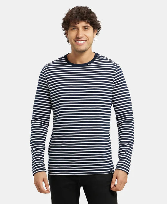 #AM01 Super Combed Cotton Rich Striped Round Neck Full Sleeve T-Shirt