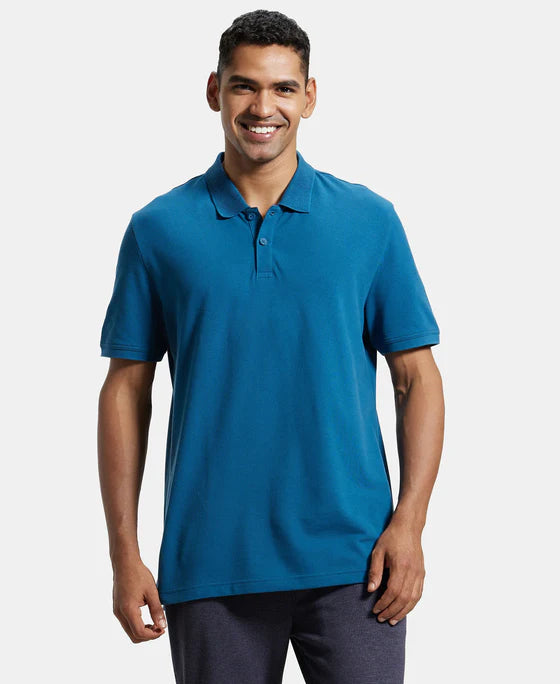 #AM35 Super Combed Cotton Rich Pique Fabric Solid Half Sleeve Polo T-Shirt