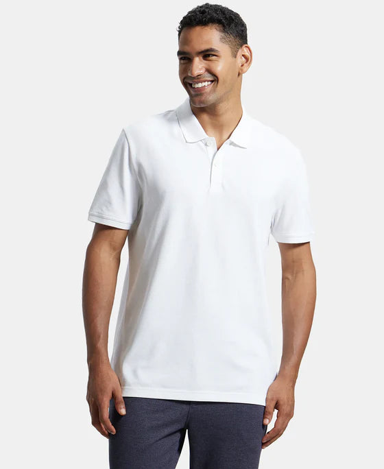#AM35 Super Combed Cotton Rich Pique Fabric Solid Half Sleeve Polo T-Shirt