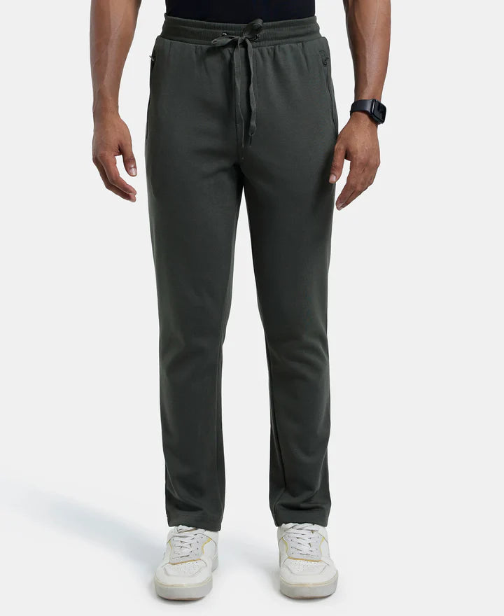 #AM44 Super Combed Cotton Rich Pique Slim Fit Trackpant with Side Zipper Pockets