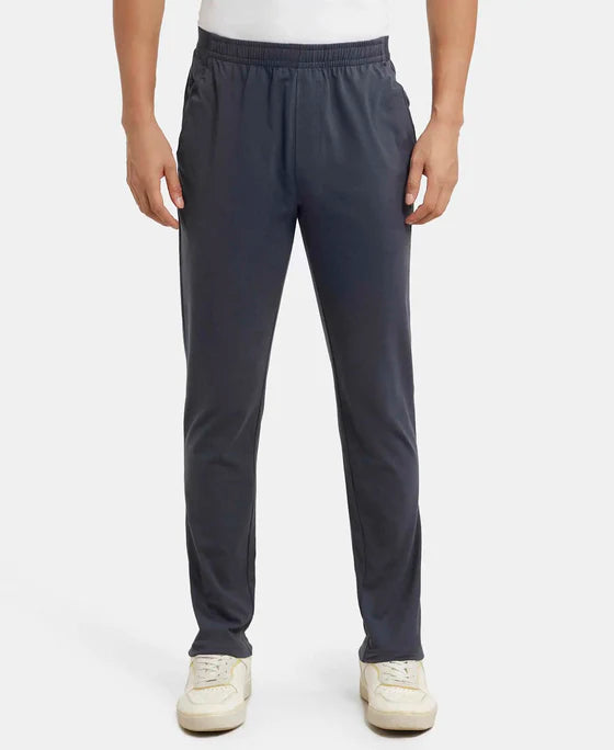 #AM49 Super Combed Cotton Rich Slim Fit Trackpants with Side and Zipper Media Pocket