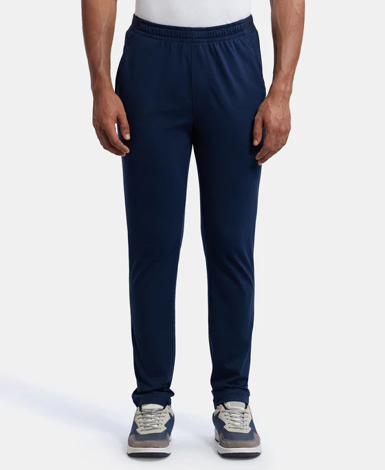 #AM49 Super Combed Cotton Rich Slim Fit Trackpants with Side and Zipper Media Pocket