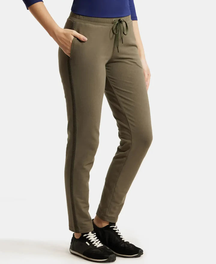 #AW60 Super Combed Cotton Elastane Stretch French Terry Straight Fit Trackpants with Side Pockets