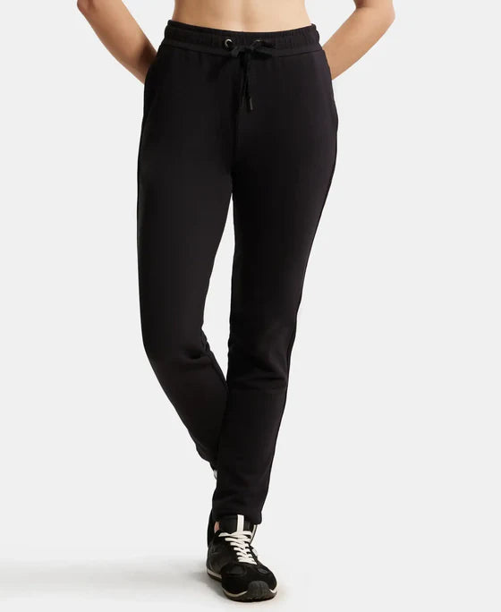 #AW60 Super Combed Cotton Elastane Stretch French Terry Straight Fit Trackpants with Side Pockets