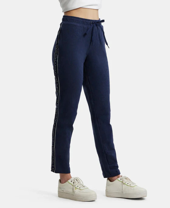 #AW60 Super Combed Cotton Elastane Stretch French Terry Straight Fit Trackpants with Side Pockets