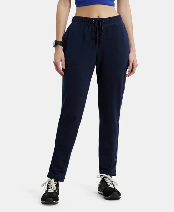 #AW60 Super Combed Cotton Elastane Stretch French Terry Straight Fit Trackpants with Side Pockets