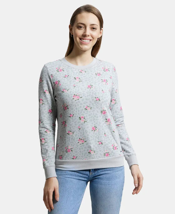 #AW68 Super Combed Cotton Elastane Stretch French Terry Fabric Printed Sweatshirt with Ribbed Cuff
