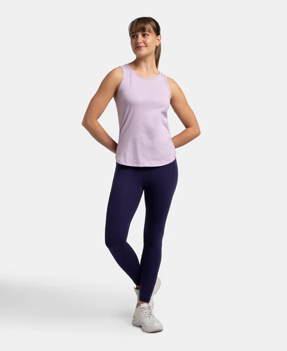 #AW77 Super Combed Cotton Rich Solid Curved Hem Styled Tank Top