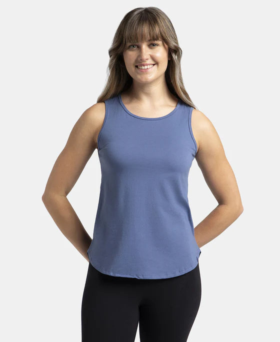 #AW77 Super Combed Cotton Rich Solid Curved Hem Styled Tank Top