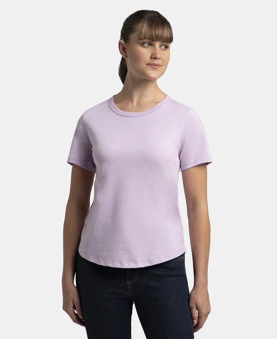 #AW88 Super Combed Cotton Rich Relaxed Fit Solid Curved Hem Styled Half Sleeve T-Shirt