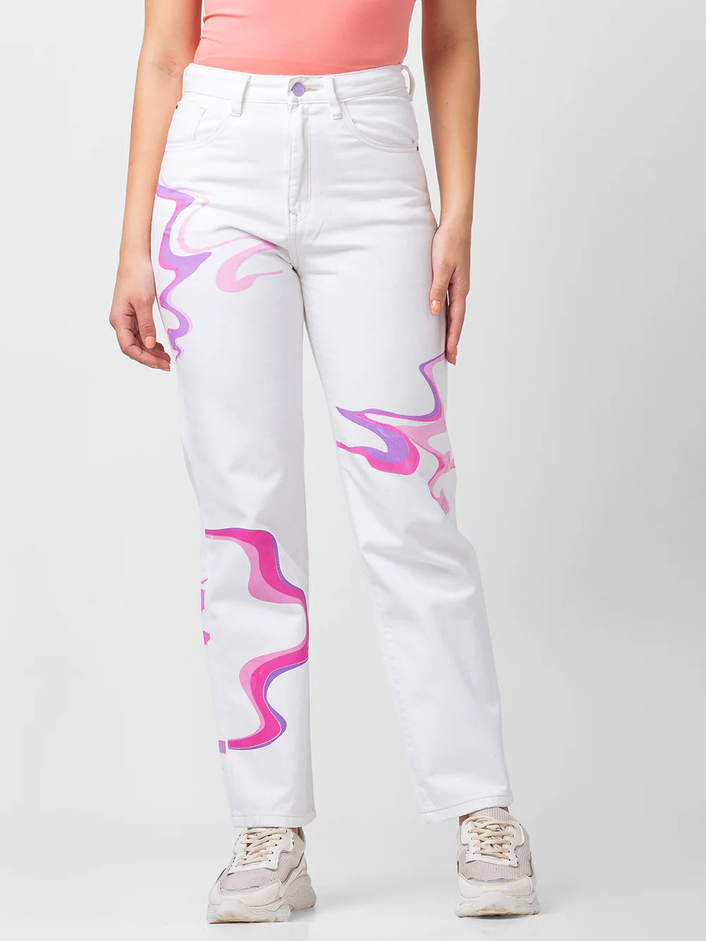 Spykar Women White Lycra Straight Fit Regular Length Jeans #WDYNR1BC021