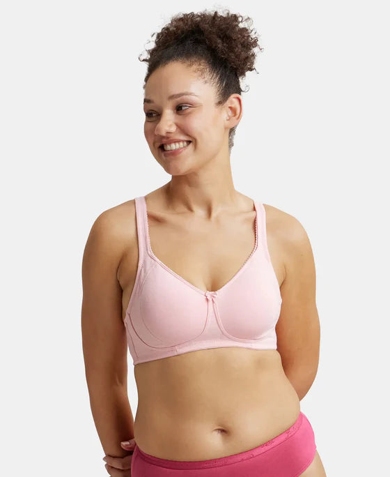 #ES24 Wirefree Non Padded Super Combed Cotton Elastane Stretch Full Coverage Plus Size Bra Plush Lining Cup -