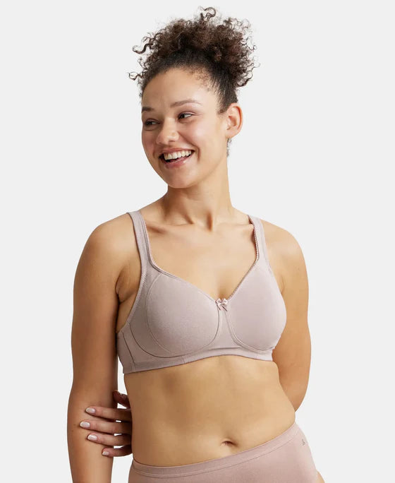 #ES24 Wirefree Non Padded Super Combed Cotton Elastane Stretch Full Coverage Plus Size Bra Plush Lining Cup -
