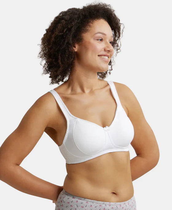 #ES24 Wirefree Non Padded Super Combed Cotton Elastane Stretch Full Coverage Plus Size Bra Plush Lining Cup -