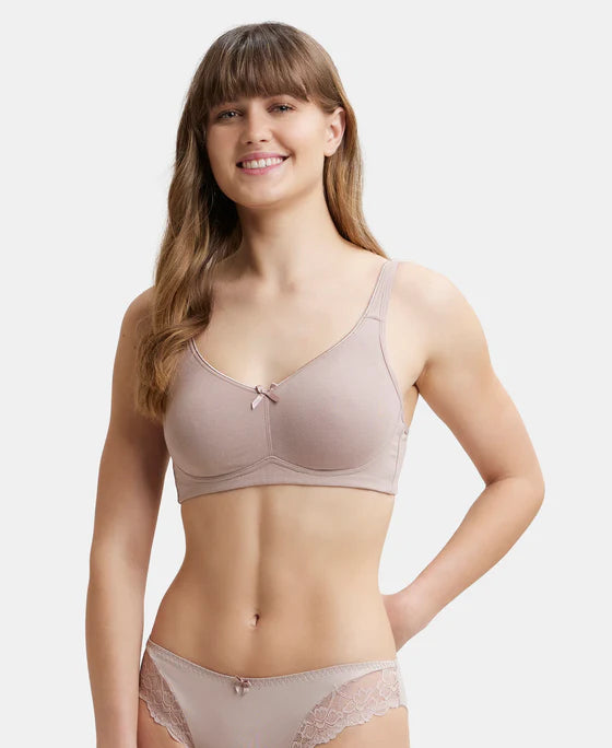 #FE41 Wirefree Non Padded Plus Size Super Combed Cotton Elastane Stretch Full Coverage Everyday Bra with Concealed Shaper Panel