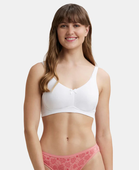 #FE41 Wirefree Non Padded Plus Size Super Combed Cotton Elastane Stretch Full Coverage Everyday Bra with Concealed Shaper Panel