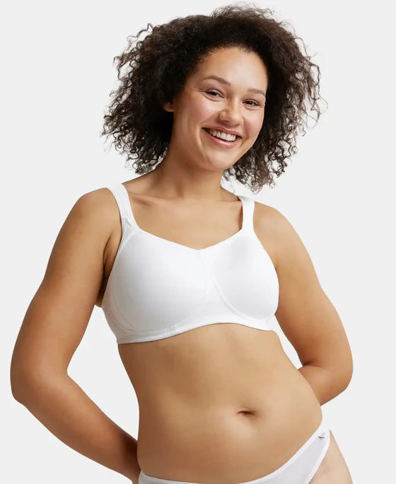 #FE78 Wirefree Padded Super Combed Cotton Elastane Stretch Full Coverage Plus Size Bra with Broad Cushioned Fabric Strap