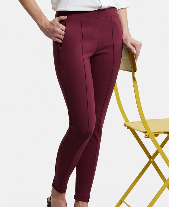 #IW05 Rayon Nylon Elastane Stretch Treggings with Side Zipper Pockets