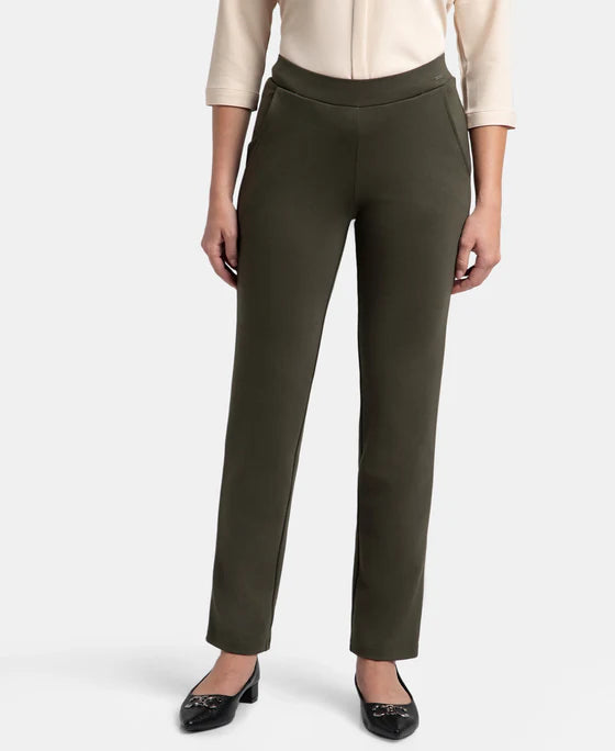 #IW45 Rayon Nylon Elastane All Day Straight Pants with Durable Waistband