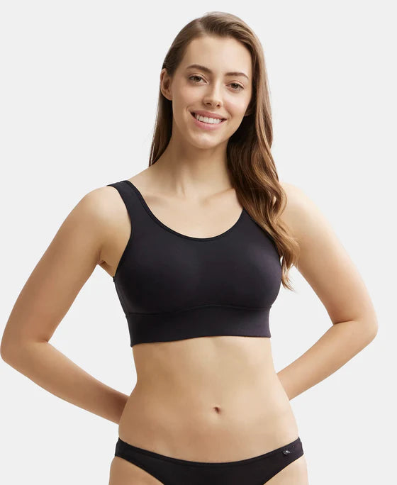 #JW12 Wirefree Padded Tencel Lyocell Elastane Stretch Full Coverage Lounge Bra with Stay Fresh Properties and Removable Pads