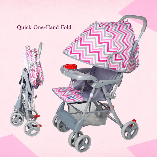 Compact Folding Baby Pram with Multiple Seating Position (Pink)