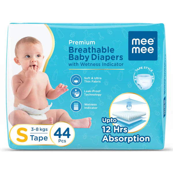 Premium Breathable Baby Diapers With Wetness Indicator (Small - 44 Count)
