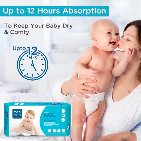 Premium Breathable Baby Diapers (Medium - 20 Pieces)