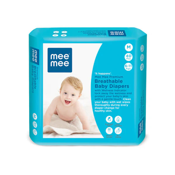 Premium Breathable Baby Diapers (Medium, 40 pcs)