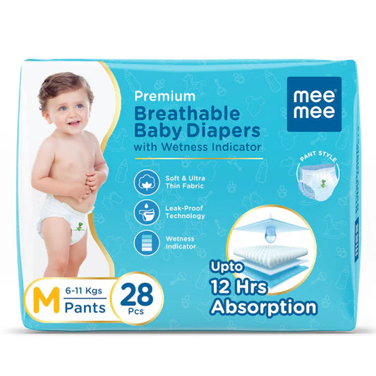 Breathable Premium Baby Diaper Pants (Medium, 28 Pcs)