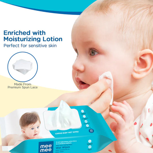 Mee Mee Baby Wet Wipes – Spunlace Fabric, Aloe Vera Infused, Hypoallergenic & Alcohol-Free