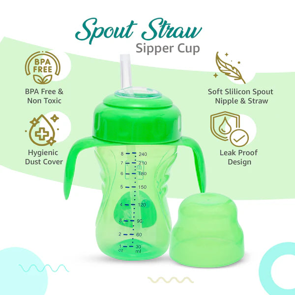 2-in-1 Spout & Straw Sipper Cup (Green)-240 ml