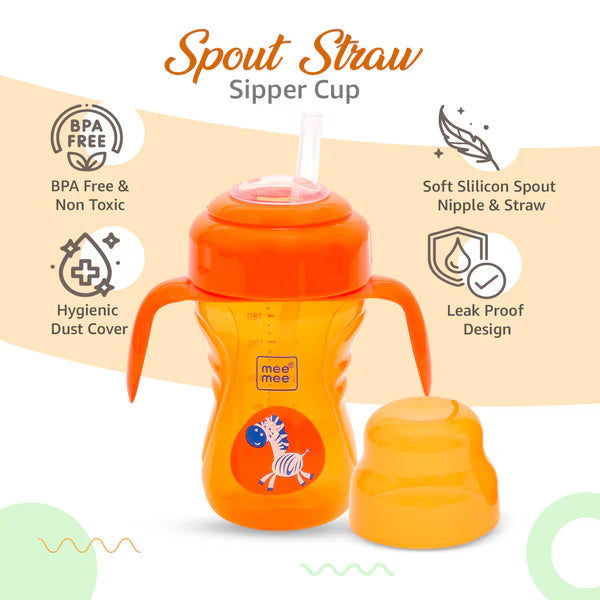 2-in-1 Spout & Straw Sipper Cup (Orange)-240 ml