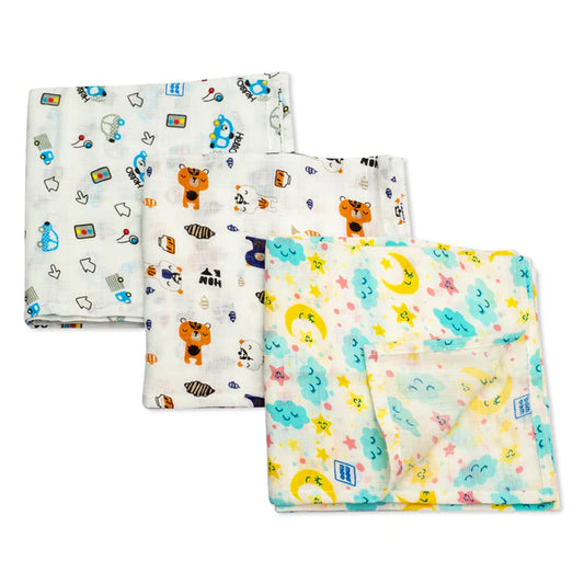 Baby Blankets, 100% Muslin Cotton Blanket for New-born Boy & Girl Soft & Breathable Quilt Pack of 3