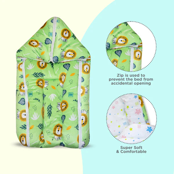 3 in 1 Baby Bed, Sleeping Bag & Carry Nest, Cotton Baby Bedding for New Born & Infant, Portable Bassinet For Baby Carrying & Co-Sleeping, Unisex Baby Sleeping Bed, 0M+ | Green |