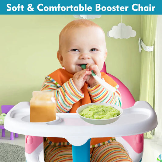 Foldable Booster Seat with Feeding Tray (PINK)