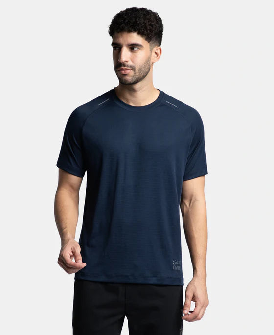 #MV16 Lightweight Microfiber Solid Round Neck Half Sleeve T-Shirt with Breathable Mesh